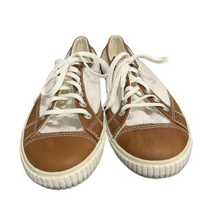 NWOB Tretorn Gullwing Mesh Cotton Net Sneaker Lace Up Brown White Womens Size 10